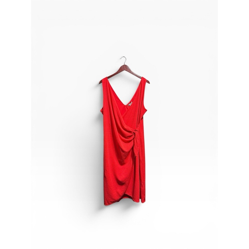 H&M Draped Faux Wrap Dress Women's XL Sexy Red Midi Tie Front